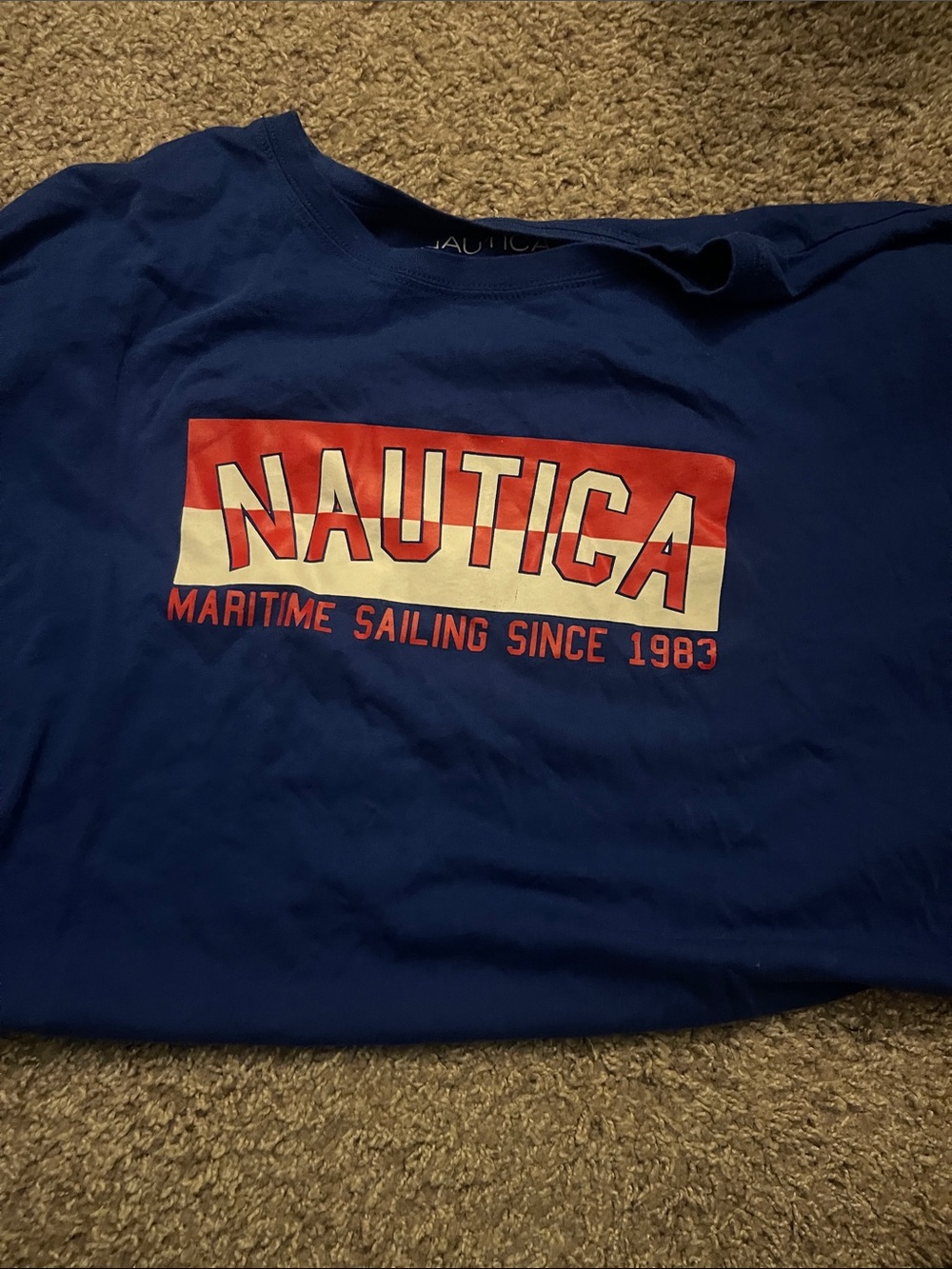 Nautica Royal Blue T-Shirt with Red & White Logo Block